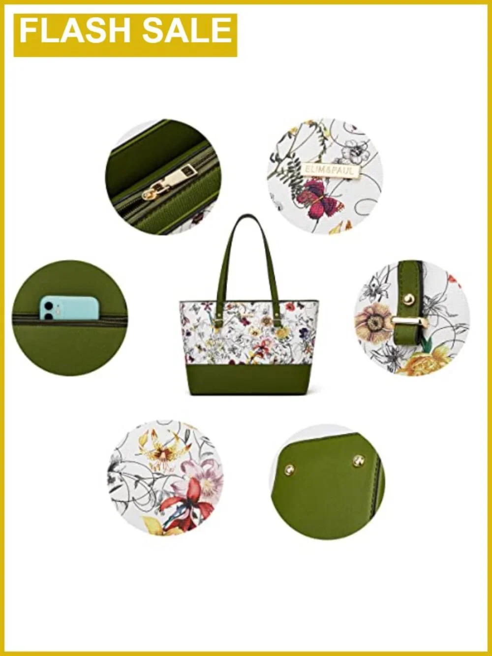 Women's Satchel Handbag Set with Tote, Messenger, Wallet, Card Holder Faux